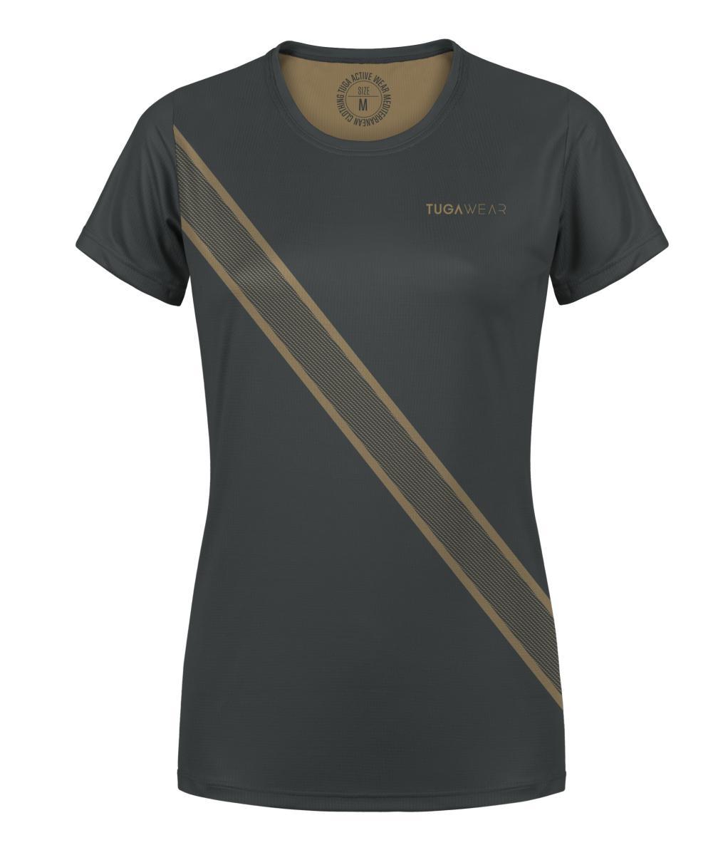 Camiseta Tuga Running Diagonal Negra Mujer