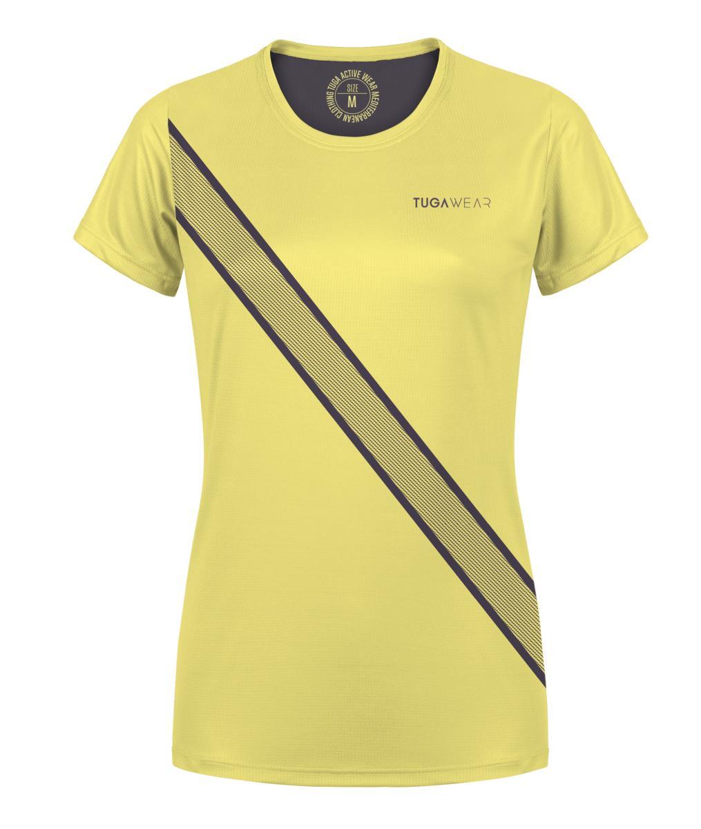 Camiseta Tuga Running Diagonal Amarilla Mujer