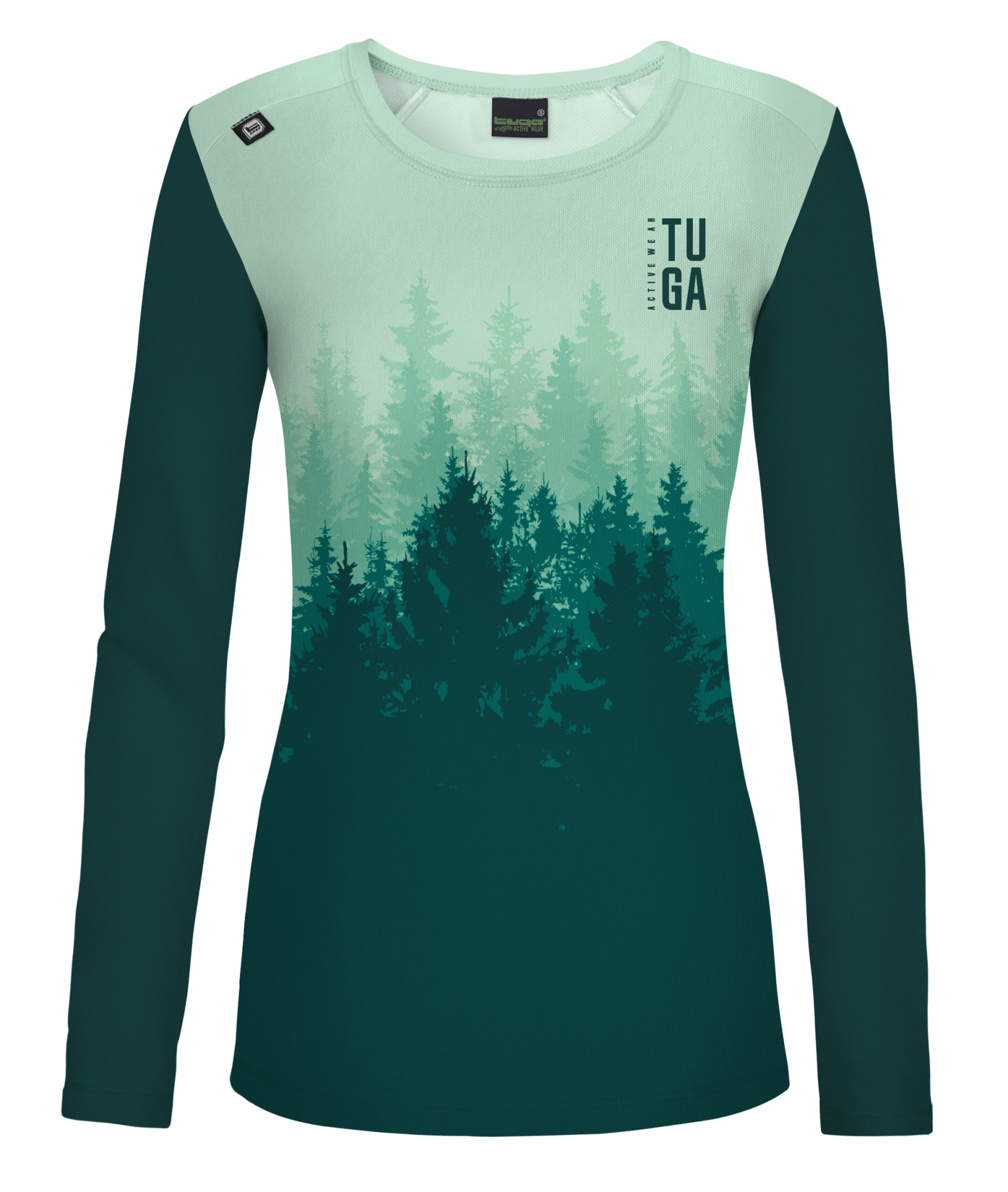 Camiseta Trail y Running Invierno WOODS Verde Mujer