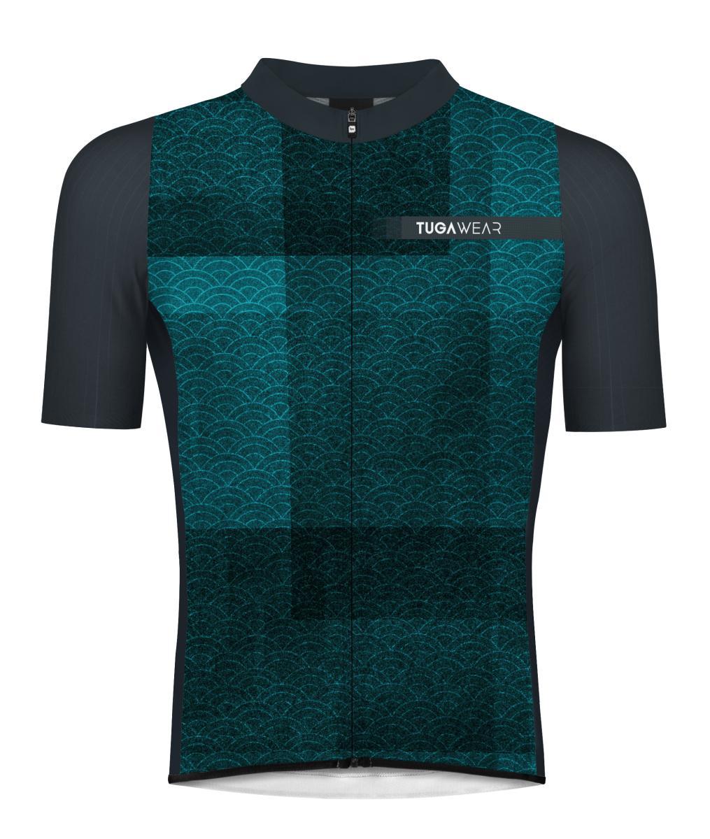 Maillot ciclismo técnico transpirable y aerodinámico Oriental Waves Turquesa