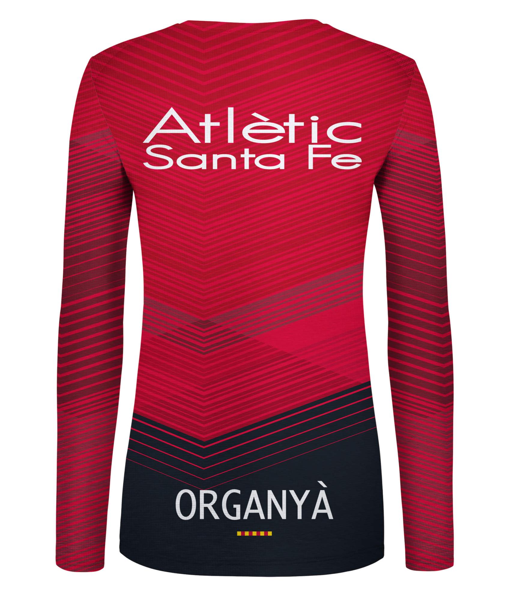 Espalda de la camiseta técnica de manga larga femenina, ideal para correr en invierno.