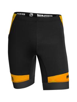 Malla corta unisex para trail running con bolsillos laterales y cremallera posterior.