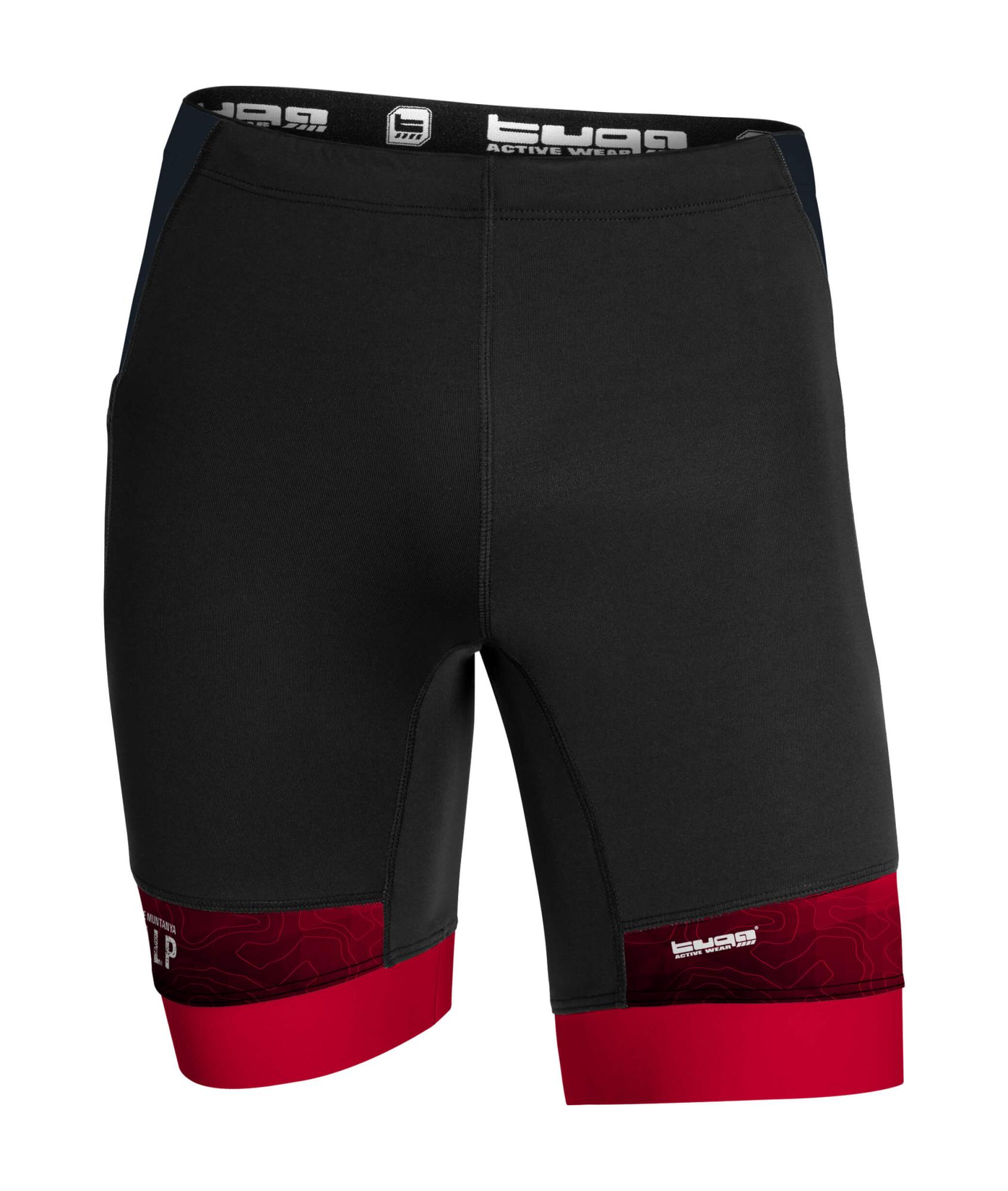 Malla corta unisex para trail running con bolsillos laterales y cremallera posterior.