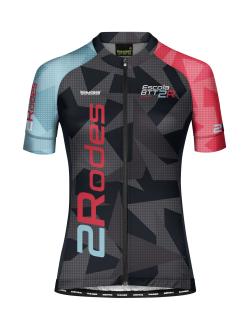 Maillot femenino para ciclismo de montaña, con rejillas microperforadas y tiras reflectantes. Diseño regular fit para libertad de movimiento, con bolsillos y opción de personalización.