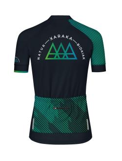 Maillot femenino para ciclismo de montaña, con rejillas microperforadas y tiras reflectantes. Diseño regular fit para libertad de movimiento, con bolsillos y opción de personalización.