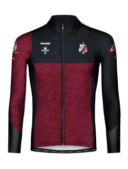 Chaqueta térmica y cortavientos para ciclismo, con tejido afelpado y detalles reflectantes, ideal para climas suaves.