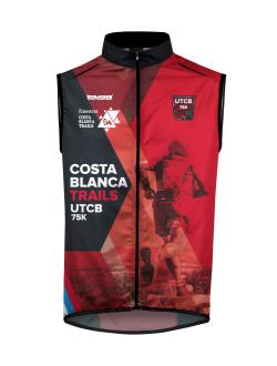 Chaleco de trail running fabricado en microfibra con propiedades Wind Breaker y rejilla elástica, disponible en versión unisex.