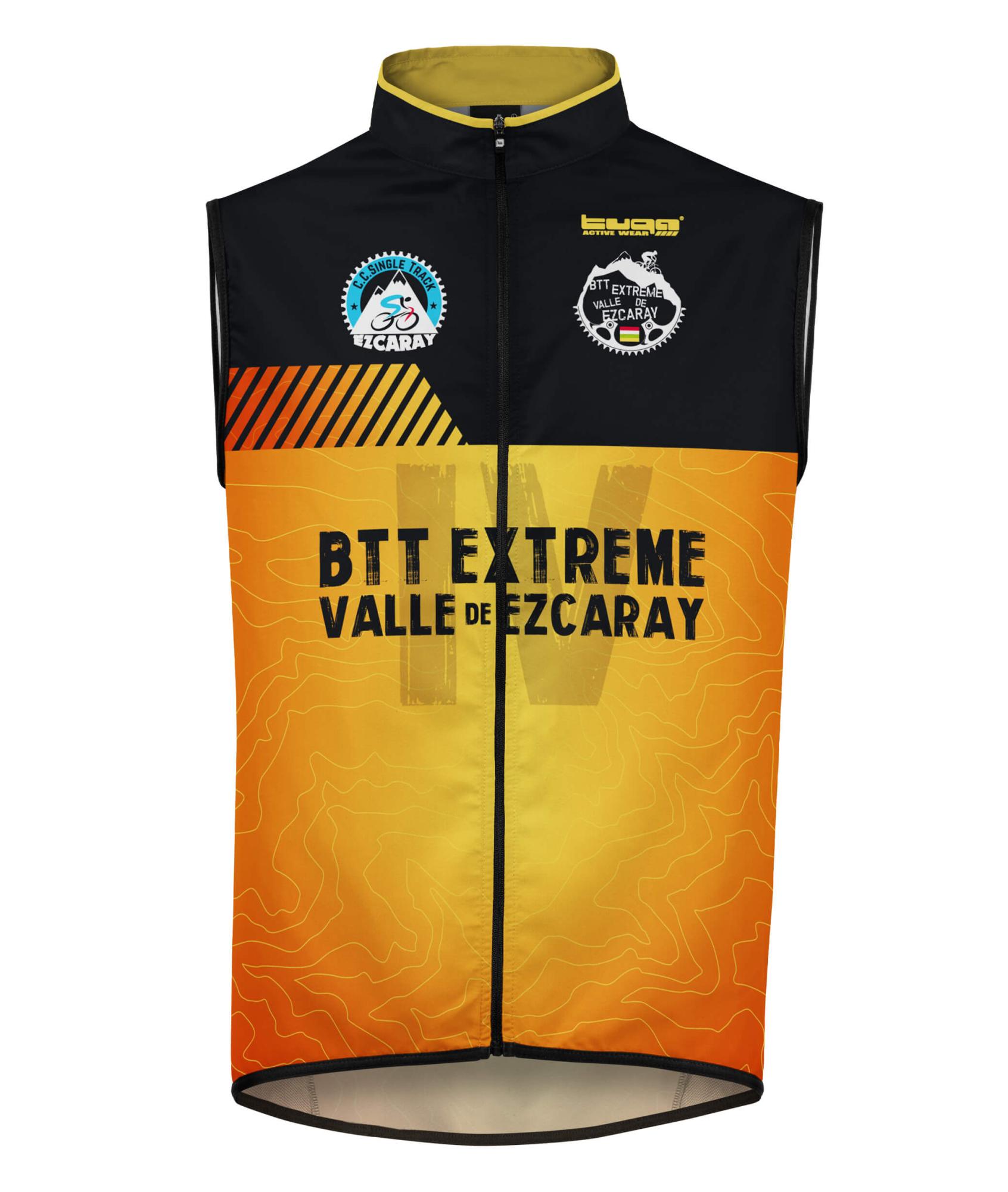 Armilla de ciclismo fabricada con microfibra y rejilla elástica, ideal para eventos deportivos y personalizada al 100%.