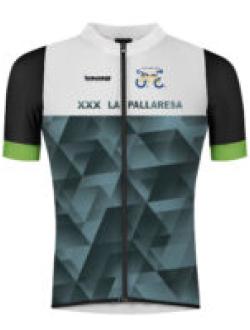 Maillot de ciclismo ultraligero y transpirable con tiras reflectantes, tres bolsillos y microinserciones antideslizantes.